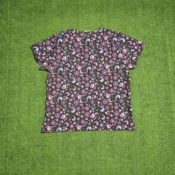 Scrubs Purple and Blue Patterned Scrub Top - Picture 5 of 5